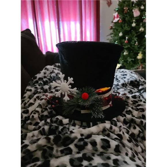 Christmas Tree Topper Hat, Black Velvet Hat 12" x 9" Inches - Picture 9 of 9